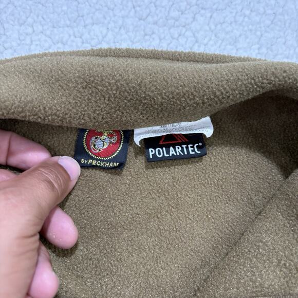 USMC Marine Corp Polartec Fleece Pullover Mens M Coyote Brown Peckham 1/2 Zip - Picture 3 of 7